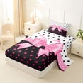 thumbnail image 2 of Erosebridal Pink Bowknot Girls Twin Sheet Sets,Cartoon Hear Print Bedding For Kids 3-Piece, 2 of 6