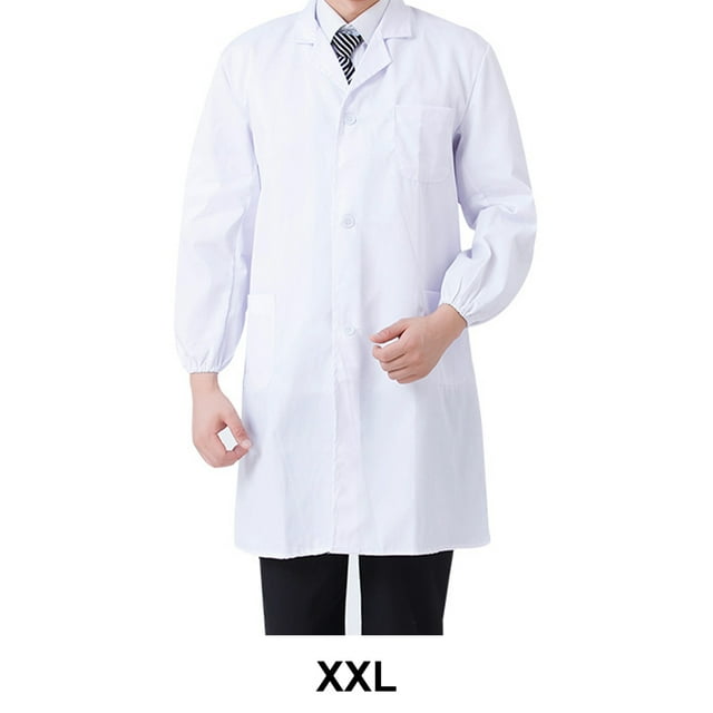 Laboratory Coat Buttons Multi Pocket Short Sleeve Pet Shop School Factory Work Clothes Internship Section Beautician Use Long Sleeve XXL