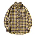 thumbnail image 2 of XDZJLR Men Shirts Spring And Autumn Vintage Loose Large Size Long Sleeved Pointed Plaid Jacket Shirts for Men, 2 of 4