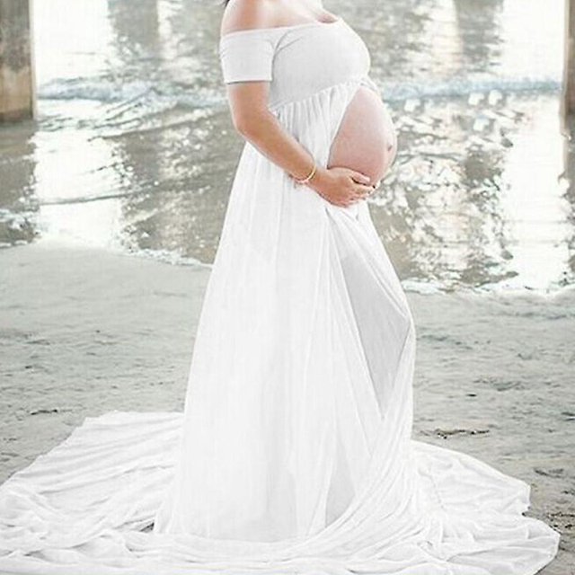 Vestido maxi de maternidad de encaje embarazada para mujer para sesión de fotos de fotografía LingWen 8390614665989