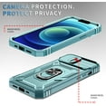 thumbnail image 3 of Case for iPhone 14, Camera Cover Phone Case with Rotation Ring Stand for Apple iPhone 14 - Green, 3 of 14