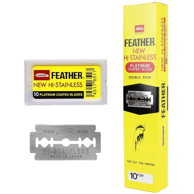 Cuchillas de afeitar de doble filo Feather, 200 unidades