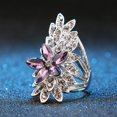 thumbnail image 2 of Bague de Doigt Éblouissante Fleur Creuse Incrustée de Zircon Cubique Bijoux pour Femmes Cadeau, 2 of 6