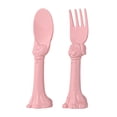 thumbnail image 7 of Spoon la la Made in USA Toddler Utensil Gift Set - 2 Pack (1 Spoon & 1 Fork for Kids) Pink 3D Cat Dog Handles, BPA-free, Dishwasher Safe, 7 of 7