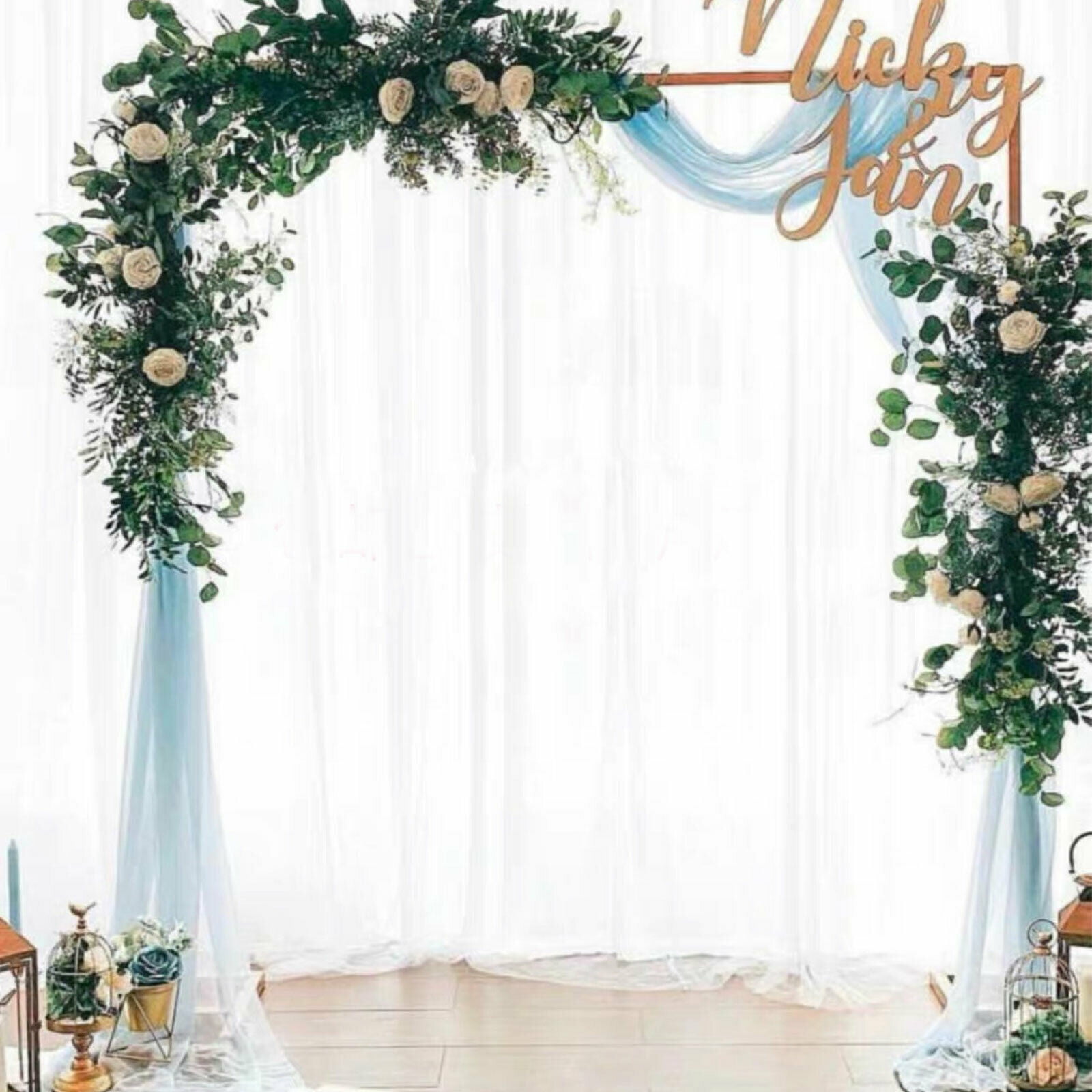 OUKANING Wedding Arch Backdrop Stand Party Metal Square Arch Stand Pipe Kit Wedding Arches Background Door for Window Landscape Birthday Party Theme Decoration 2x2M Gold 