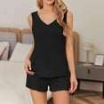 thumbnail image 2 of Kilaqueen Pajamas for Women Set Solid Color Sleeveless V Neck Tank Tops and Shorts Comfy Soft Summer 2 Piece Sets, 2 of 6