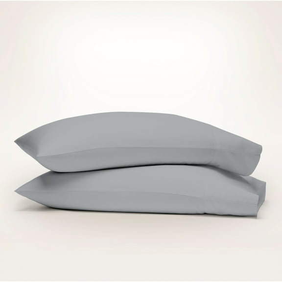Purity Home Taies d'Oreiller en Coton Biologique 100 %, Percale 300 Fils, Respirantes, Ultra Douces et Confortables, Ensemble de 2 Pcs - King Gris Pâle