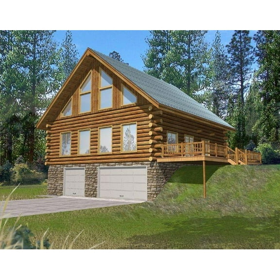 001-1067: Log Cabin 3 Bed, 4 Bath Luxury Home Plan, 2368 Sq Ft: Full Blueprints with License to Build by Home Plan Marketplace - Lesuto