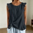 thumbnail image 2 of FASHOFT Summer Tank Tops For Women Trendy Cap Sleeve Round Neck Basic Tank Loose Lightweight Sleeveless Vest Comfort Summer Wear Womens Sleeveless Shirts Dark Gray S, 2 of 5