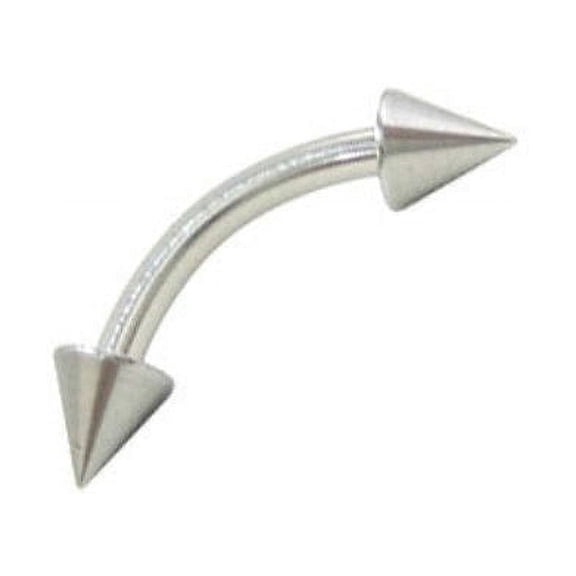 Curved Barbell Eyebrow Ring (18G, 8mm) with Spike Beads