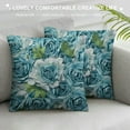 thumbnail image 3 of JEUXUS   Decorative 3D Rose Flower Pillow Cover, Faux Fur Throw Pillow Covers, Throw Pillows for Bed Soft Square Sofa Pillow Covers for Sofa Bedroom Car (Blue, White, Silver), 3 of 5