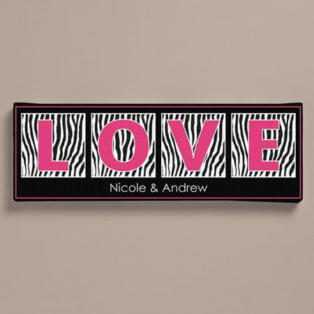 Personalized Zebra Print Canvas, 6" x 18