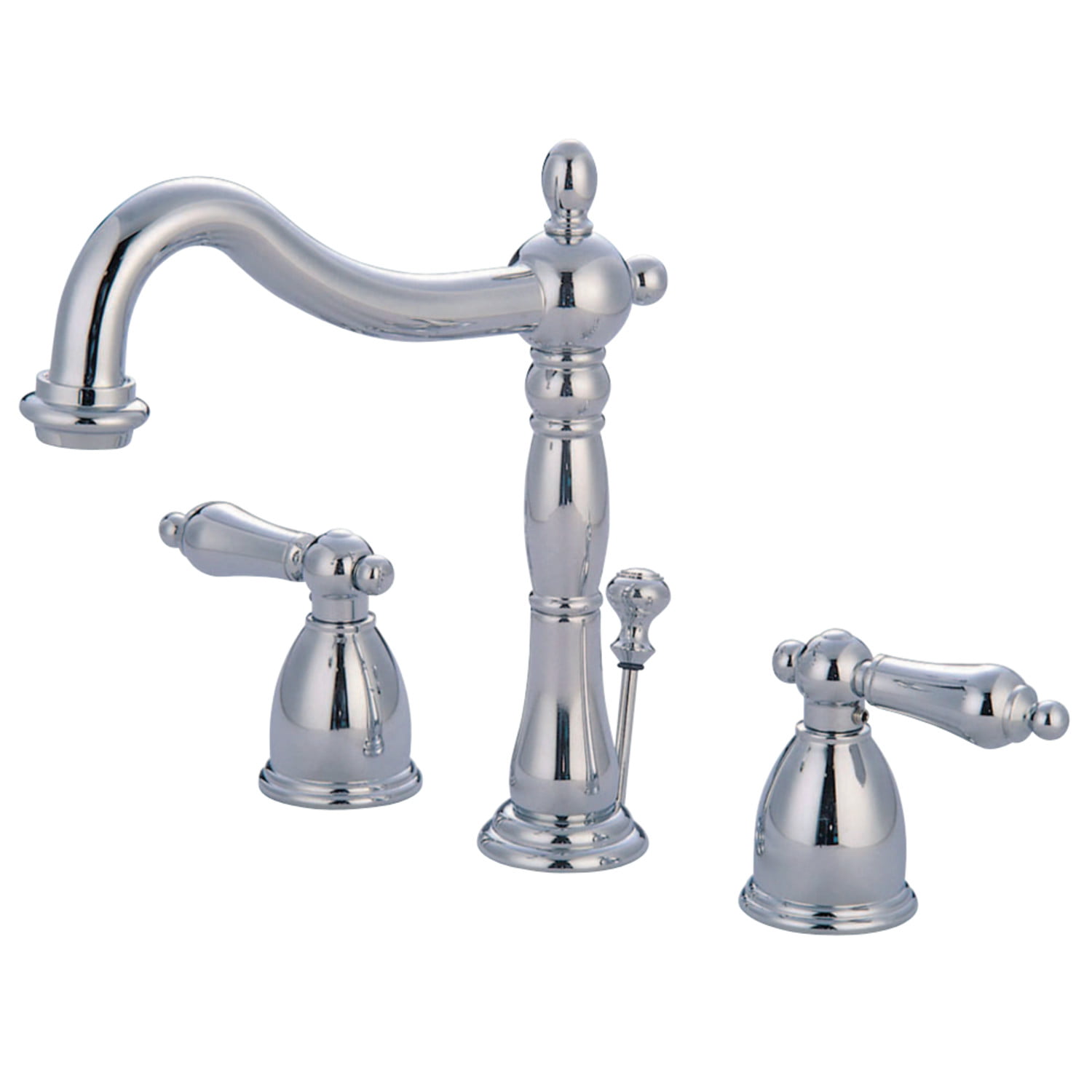 Kingston Brass KB1971AL Heritage Widespread Bathroom Faucet with Plastic Pop-Up, Polished Chrome