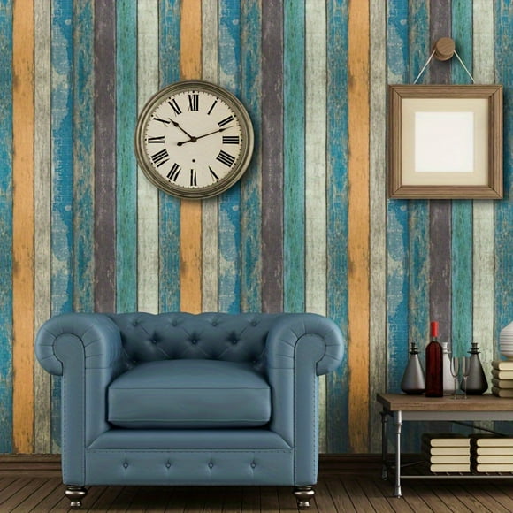 1 Roll Self-Adhesive Wallpaper, Retro Wooden Stripe Contact Paper, Peel And Stick, Waterproof Removable Living Room Kitchen Bedroom Dormitory Wallpaper, Furniture Refurbishment Wallpaper, Fall Aesthet