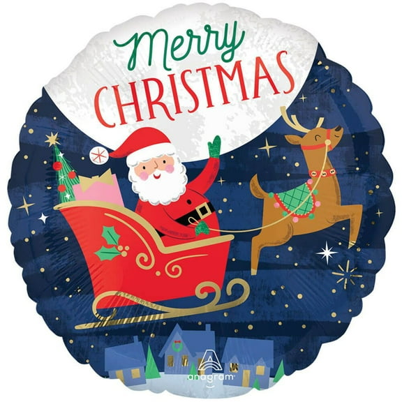 17 inch Starry Night Merry Christmas Anagram Foil Mylar Balloon - Party Supplies Decorations