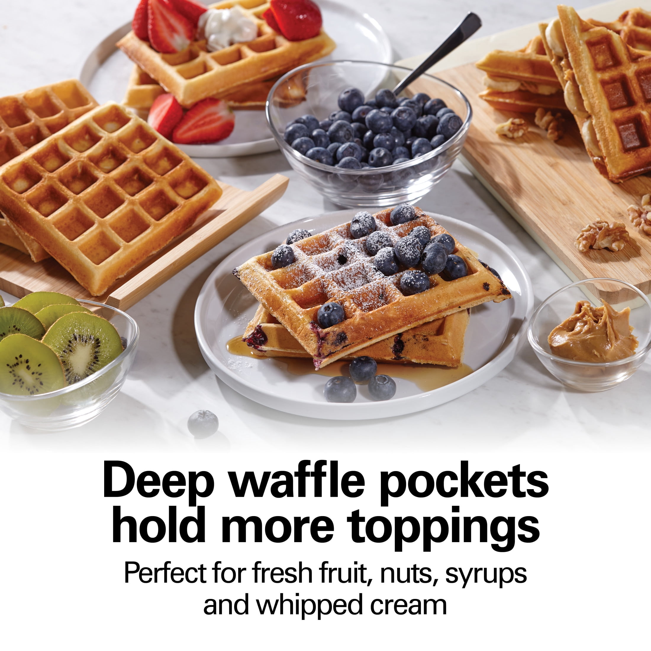 Hamilton Beach Mini Belgian Waffle Maker with Nonstick Plates, Waffle Iron, Black & Stainless