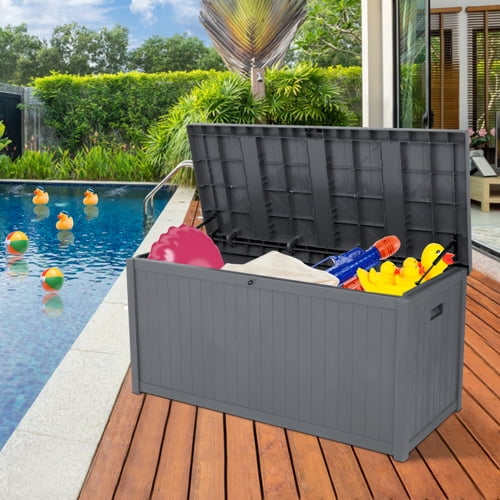 OverPatio 113 Gallon Patio Stroage Deck Box Waterproof Plastic Outdoor