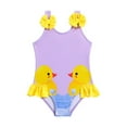 thumbnail image 1 of MIASHUI Maillot de Bain une Pièce pour Fille, Imprimé Canard Mignon, Sans Manches, Violet, 3-4 Ans, 1 of 6