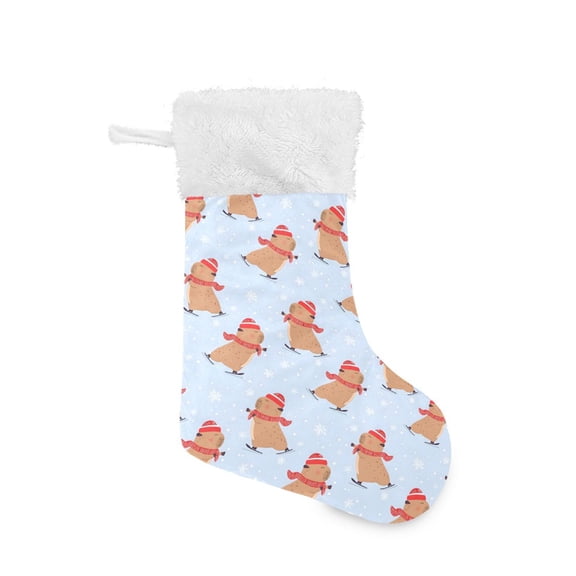 Capybara Skate Snowflake Pattern Christmas Stockings 17.71" Christmas Tree Decoration Fireplace Party Decoration
