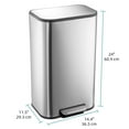 thumbnail image 2 of Rectangular Stainless Steel Trash Can - 30L/8 Gallon, Soft Close Lid, Step-On Pedal, Removable Inner Bucket, Kitchen, Bathroom, Office - Silver, 36.5×29.3×60.9cm, 2 of 5