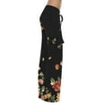 thumbnail image 4 of Edvintorg Women's Summer Drawstring Waist Wide Leg Loose Palazzo Pants Korean Fashion High Waist Print Casual Pants with Pockets, 4 of 6