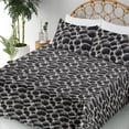 thumbnail image 3 of Stone Print Sheet Set, Boulder Rock Coastal Nature View Sand Beach Real Life Image Pattern, Fitted & Flat Sheet with Pillowcase Bedding Accent 4 Pcs Set, Calking, Dark Grey and Dimgray, by Ambesonne, 3 of 5