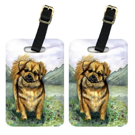 Pair of 2 Tibetan Spaniel Luggage Tags