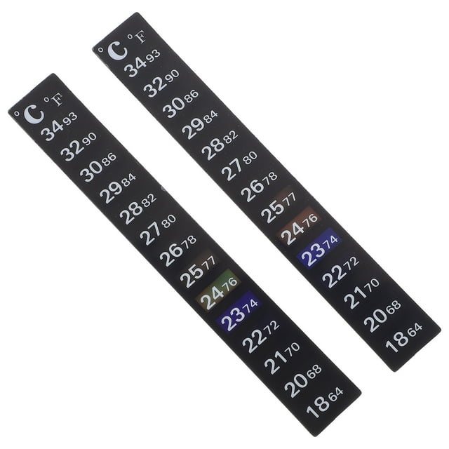 Homoyoyo 2Pcs Aquarium Thermometer Sticker Strip Black Adhesive Temperature Indicator for Fish Tank Use