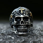 ZMY Home Stainless Steel Skull Ring with Cross Perfect for Gothic Fashion and Biker Style Jewelry (11)