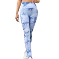 thumbnail image 1 of Mallas deportivas sin costuras para fitness y running, talla M, pantalones de yoga con efecto tie-dye de color azul claro para mujer, 1 of 6