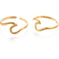 thumbnail image 2 of 2 Anillos de puño con forma de ola marina chapados en oro de 18 quilates, anillos abiertos, anillo de nudillo personalizado para mujer, joyería delicada y moderna, talla 7 (17,9 mm)., 2 of 4
