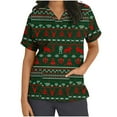thumbnail image 2 of Holiday Gifts! Titcea Christmas Scrub Tops Women Xmas Printed Short Sleeved V Neck Scrub Tops with Pockets Lightweight Stretchy Cute Working Uniform, 2 of 5