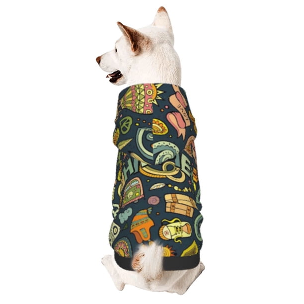 Fotbe Colorful Hippie Sudadera con Estampado para Perros Pequeños – Suéter con Capucha para Mascotas, Tela Suave de Forro Polar con Bolsillo-Small