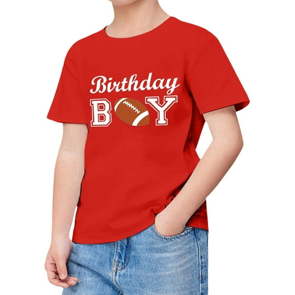 PMVFHDE Boy Tshirts Shirts For Teen Kids Boy Child Short Sleeve Happy Brithday Prints T Shirt Trendy Boy Fans Present Tops Red,2-3 Years