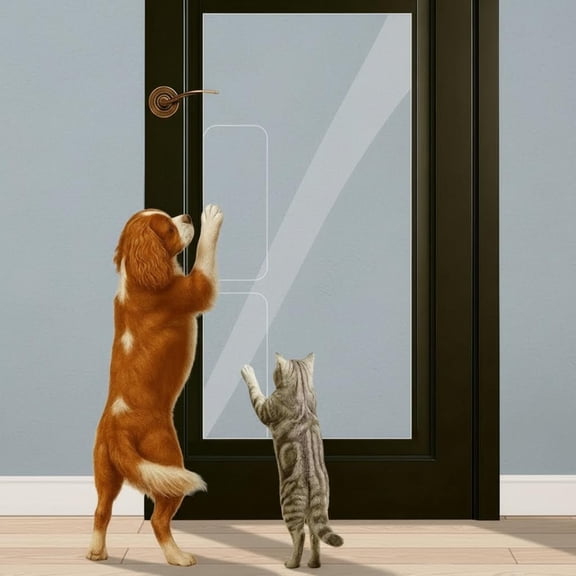 Dog Door Scratch Protector 2-Pack Clear Anti-Scratch Door Guard for Dogs & Cats, Heavy Duty PVC Pet Door Shield, Custom Cut Claw Protection for Interior Exterior Doors Frames & Trim