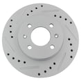 thumbnail image 2 of TRQ Front Performance Brake Rotors Set Premium G-Coated Cross Drilled & Slotted Fits Select 2012-2017 Hyundai Accent 2012-2019 Kia Rio, 2 of 5