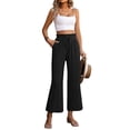 thumbnail image 5 of SLADYGLO Women Drawstring High-Waisted Wide-Legged Cotton Linen Trousers, 5 of 7