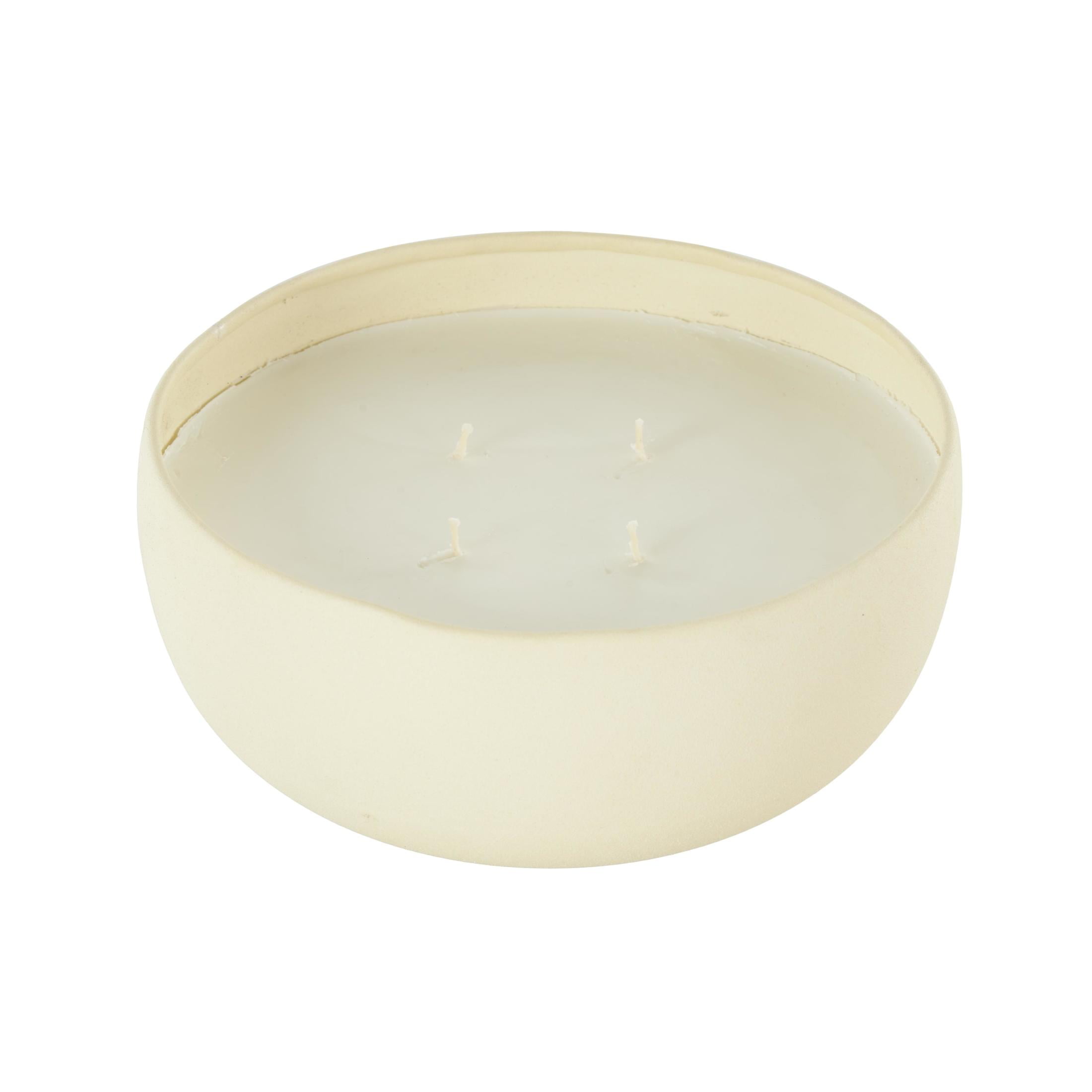 DecMode Cream Metal Floral Paradise Scented Textured 34oz 4 Wick Candle with White Wax