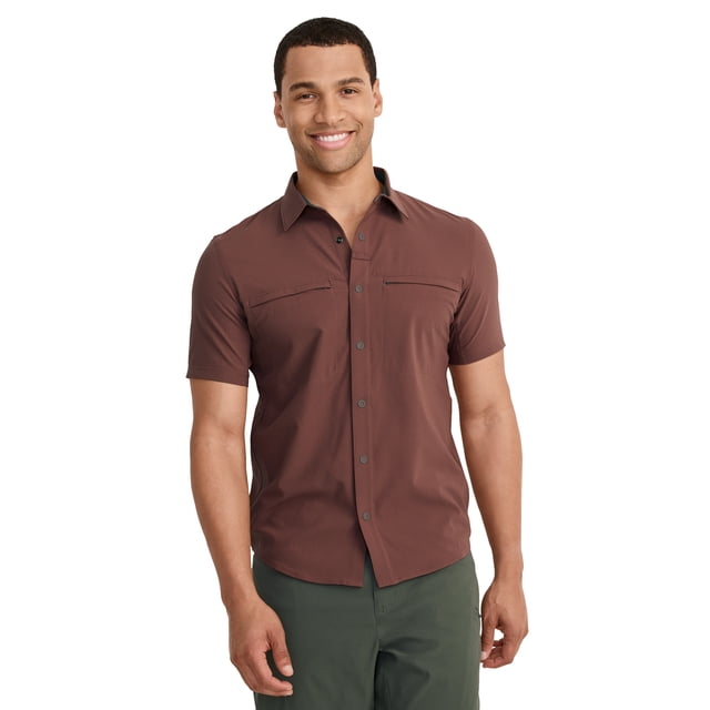 Jockey Chemise Tissée à Boutons-Pression à Manches Courtes pour Homme de Plein Air