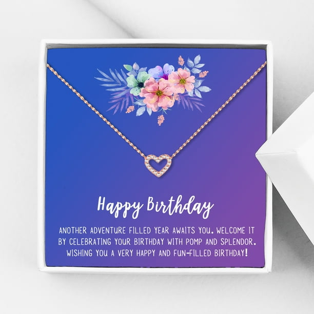 Anavia Anavia Happy Birthday Gifts Stainless Steel Fashion Necklace Birthday Card Gift Jewelry Gift For Her Birthday Gift For Friend Rose Gold Mini Crystal Heart Blue Purple Gift Card Walmart Com Walmart Com