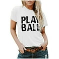 thumbnail image 1 of 2021 Femmes Concise Mode Lettre Imprimé Cou Manches Courtes Tops T-shirt pour les Femmes, 1 of 4