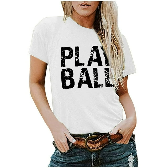 2021 Femmes Concise Mode Lettre Imprimé Cou Manches Courtes Tops T-shirt pour les Femmes