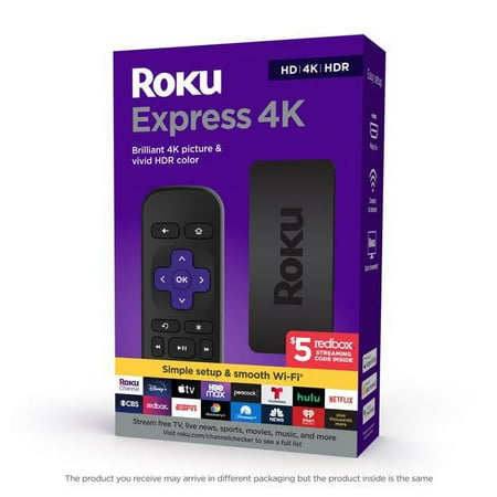 Restored Roku Express 4K Streaming Player 4K/HD/HDR with Smooth Wi-Fi, Premium HDMI Cable (Refurbished)