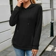 thumbnail image 2 of Drses Women's Long Sleeve Loose Hooded Ribbed Sweatshirt - Pullover with Pockets, 2 of 5