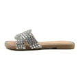 thumbnail image 4 of COM STAR Women’s Rhinestone Slide Sandals Sparkly Dressy Flat Sandals Fashion Summer Slip On Sandals for Party, Vacation and Casual Wear, 4 of 6