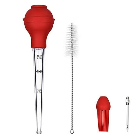 

DGPERTE Türkiye sauce pear kitchen food syringe brine syringe meat syringe used for barbecue cooking turkey beef pork chicken bacon with cleaning brush