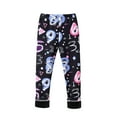 thumbnail image 2 of CUZIBR Girls Baggy Sweatpants Velvet Fuzzy Thick Lined Thermal Cartoon Floral Print Striped Leggings Trousers Winter Warm Stretchy Soft High Waist Tights Loose Joggers Trousers,Black,3-4 Years, 2 of 4