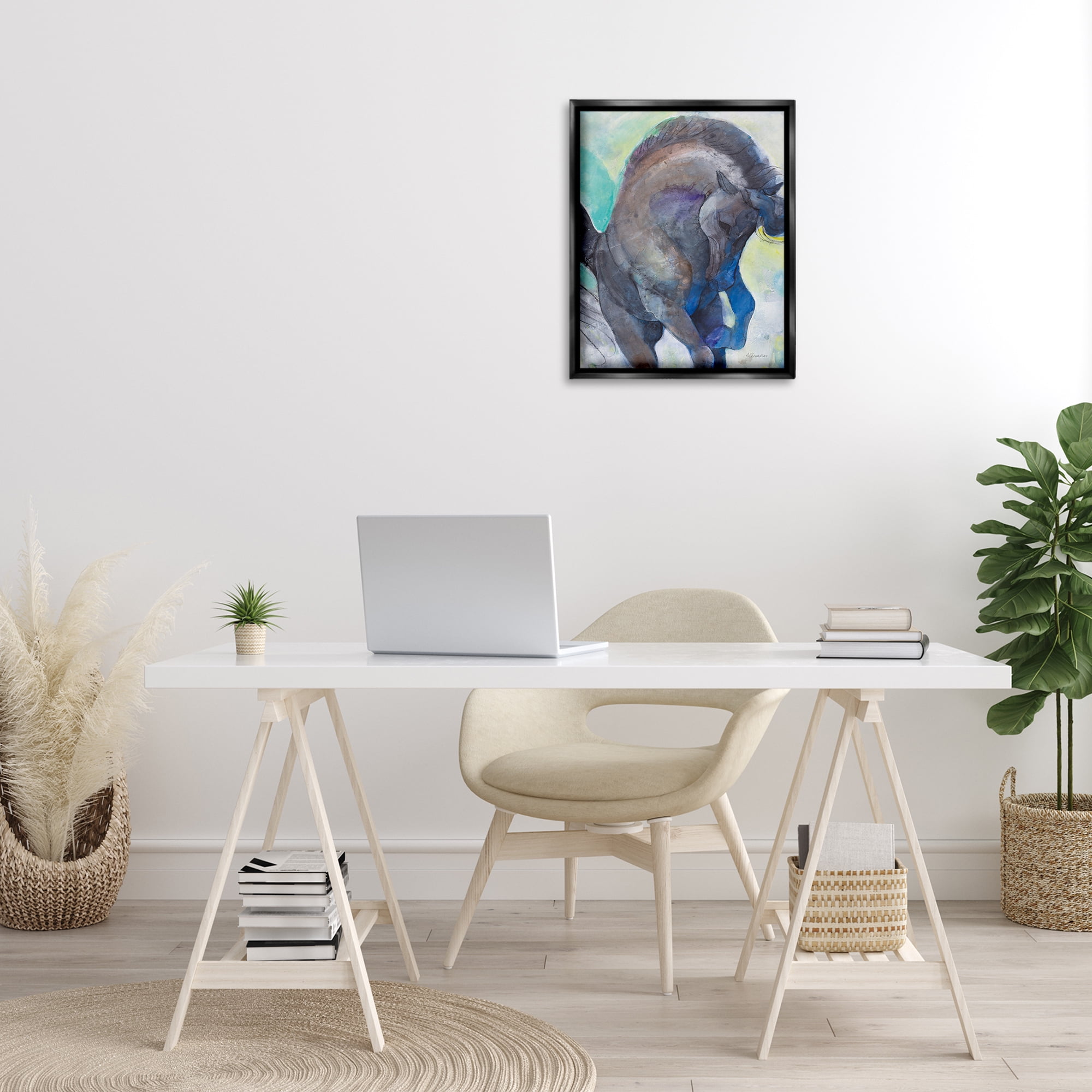 Stupell Industries Royal Splendor Stallion Animals & Insects Painting Black Floater Framed Canvas Art Print Wall Art, 17 x 21