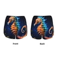 thumbnail image 3 of Yiaed Yellow Fish Seahorse Print Women's Running Shorts with Liner 3 Zipper Pockets Elastic Workout Athletic Gym Yoga Shorts-Medium, 3 of 7