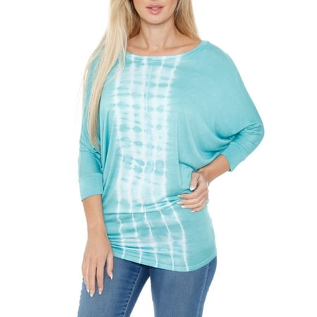 Women's Banded Dolman Tie Dye Stripe Top